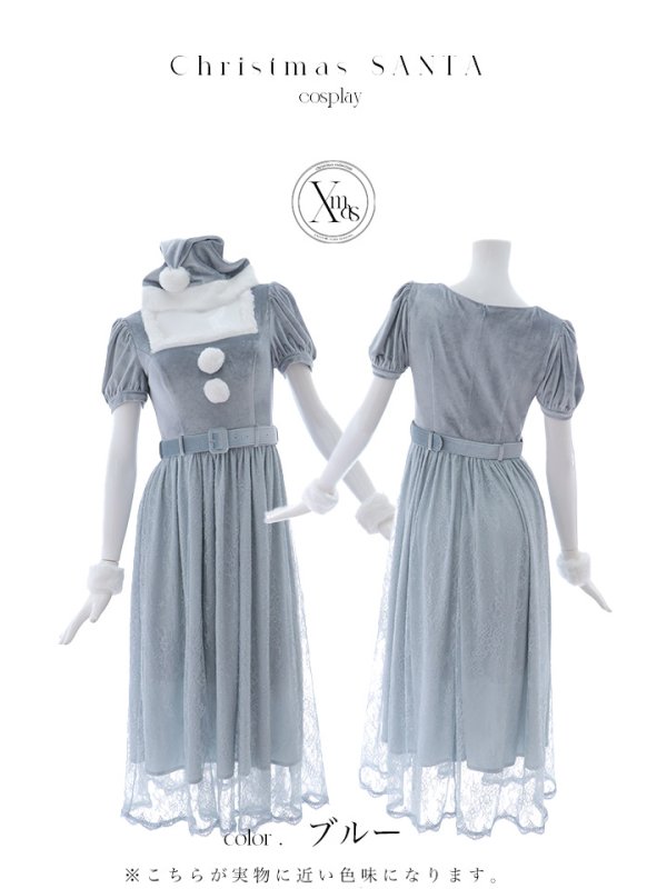 画像41: SALE!【サンタコス 5点セット】【S-Mサイズ/2カラー】ベロアワンピースサンタ[YMT]