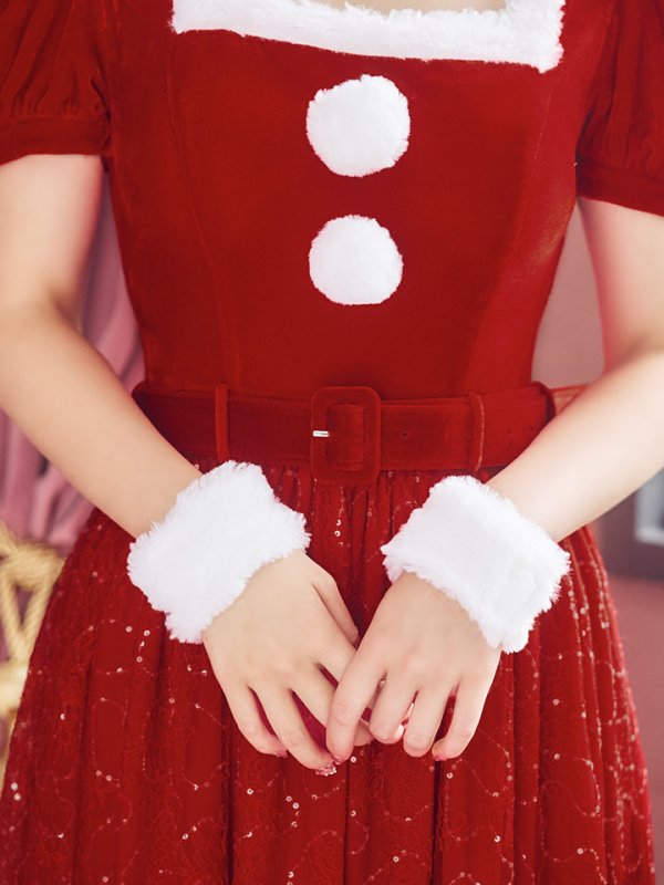 画像27: SALE!【サンタコス 5点セット】【S-Mサイズ/2カラー】ベロアワンピースサンタ[YMT]