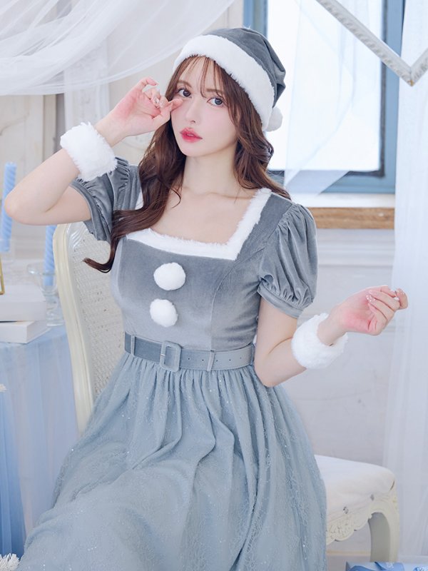 画像15: SALE!【サンタコス 5点セット】【S-Mサイズ/2カラー】ベロアワンピースサンタ[YMT]