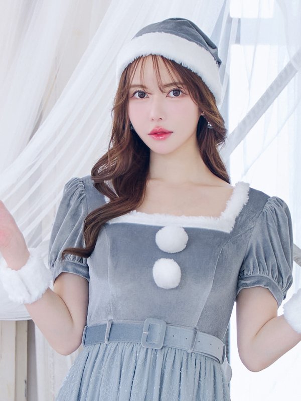 画像8: SALE!【サンタコス 5点セット】【S-Mサイズ/2カラー】ベロアワンピースサンタ[YMT]