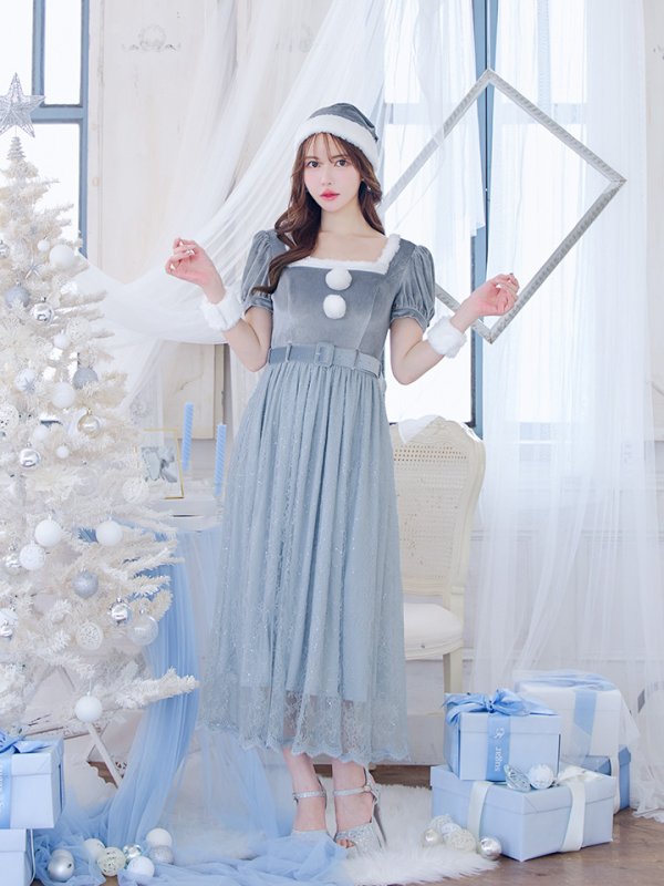 画像10: SALE!【サンタコス 5点セット】【S-Mサイズ/2カラー】ベロアワンピースサンタ[YMT]