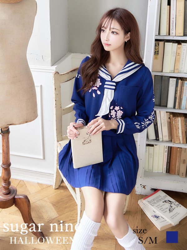 画像4: 【即日発送！】【ハロウィン】セーラー服JK/女子高生/セーラー服コスプレセット【ハロウィン3点セット】【S〜Lサイズ/1カラー】(B7748/B023SB/0415socksSB)[HC03]