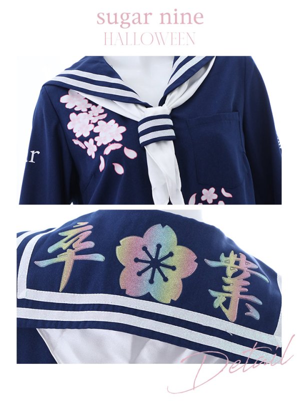 画像15: 【即日発送！】【ハロウィン】セーラー服JK/女子高生/セーラー服コスプレセット【ハロウィン3点セット】【S〜Mサイズ/2カラー】(B7748/B023SB/0415socksSB)[HC03]