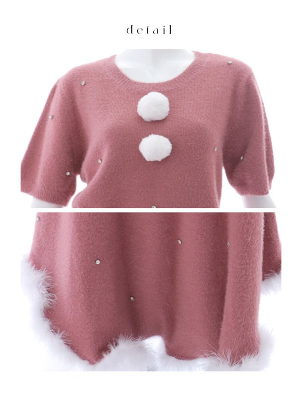 画像17: SALE!【サンタコス 5点セット】【S-Lサイズ/2カラー】ビジューニットワンピースサンタコスプレ[YMT]