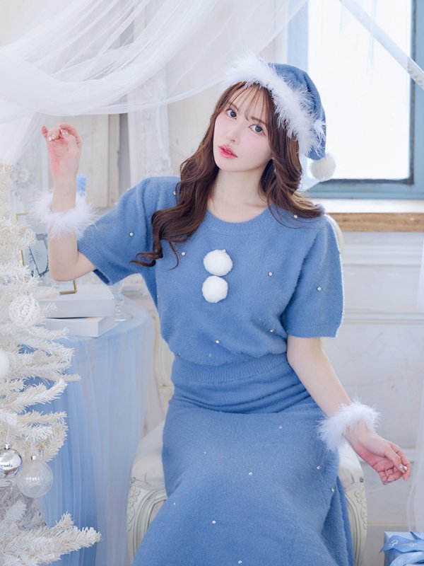 画像10: SALE!【サンタコス 5点セット】【S-Lサイズ/2カラー】ビジューニットワンピースサンタコスプレ[YMT]