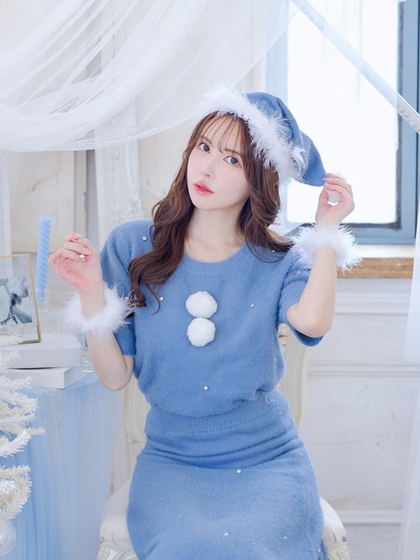 画像13: SALE!【サンタコス 5点セット】【S-Lサイズ/2カラー】ビジューニットワンピースサンタコスプレ[YMT]