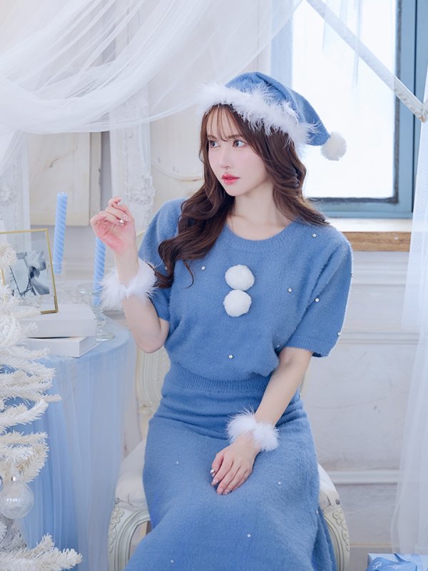 画像15: SALE!【サンタコス 5点セット】【S-Lサイズ/2カラー】ビジューニットワンピースサンタコスプレ[YMT]