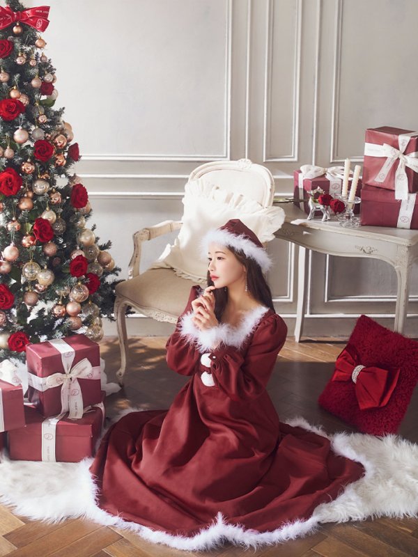 画像34: 【ノベルティ対象】【即日発送】【サンタコス 4点セット】【S-Lサイズ/2カラー】バックリボンフレアワンピースサンタコスプレ[OF01]