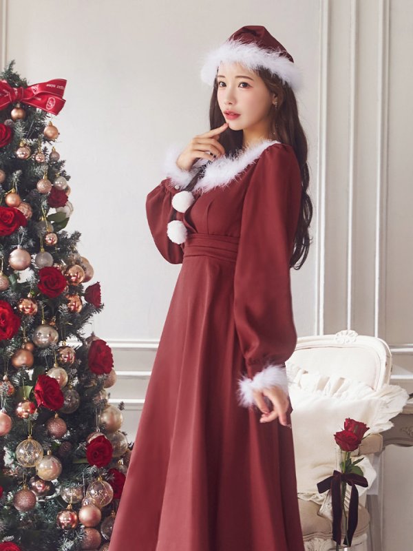 画像37: 【ノベルティ対象】【即日発送】【サンタコス 4点セット】【S-Lサイズ/2カラー】バックリボンフレアワンピースサンタコスプレ[OF01]