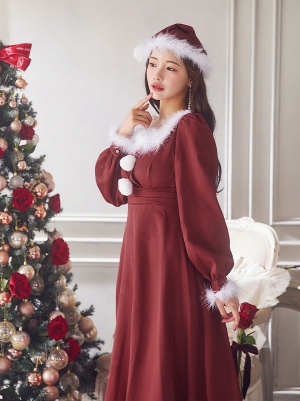 画像38: 【ノベルティ対象】【即日発送】【サンタコス 4点セット】【S-Lサイズ/2カラー】バックリボンフレアワンピースサンタコスプレ[OF01]