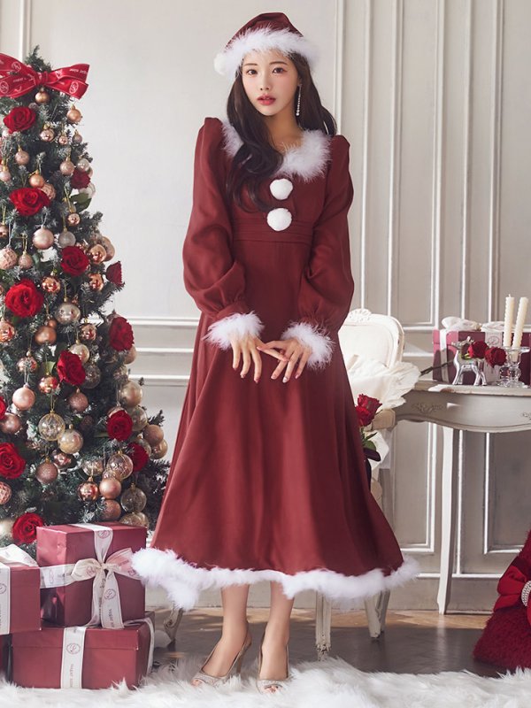 画像27: 【ノベルティ対象】【即日発送】【サンタコス 4点セット】【S-Lサイズ/2カラー】バックリボンフレアワンピースサンタコスプレ[OF01]