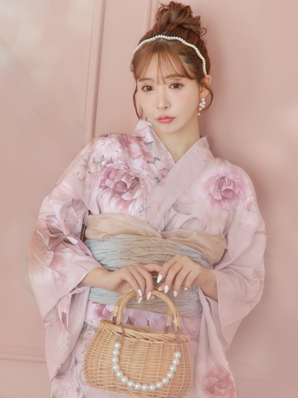 画像6: 【即日発送】くすみピンクアンティークフラワー浴衣【浴衣３点セット 浴衣/帯/下駄】[YMT]