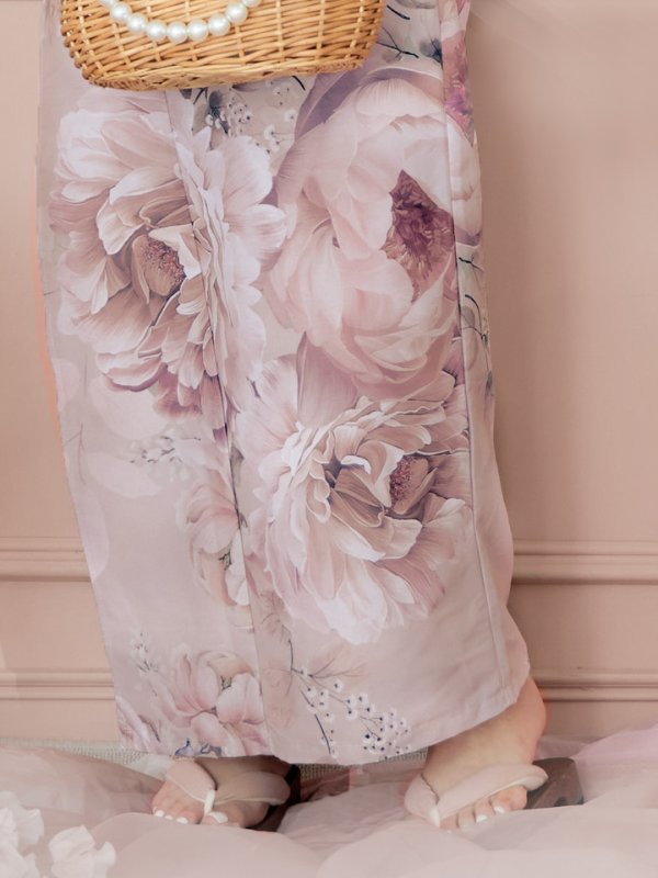 画像18: 【即日発送】くすみピンクアンティークフラワー浴衣【浴衣３点セット 浴衣/帯/下駄】[YMT]