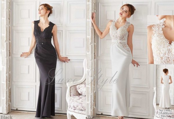 画像6: XLサイズあり【Luxe Style/リュクススタイル】フラワー刺繍レース/ ワンカラー/ ノースリーブ/ シアー/ タイト/ ロングドレス/ キャバドレス long【HC03】