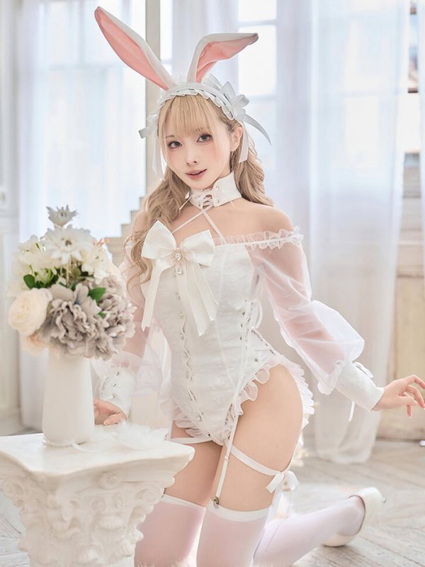 画像1: 【即日発送】ロマンティックムードバニー【マリームーン】【ハロウィンコスプレ6点セット】【フリーサイズ/2カラー】[OF04]