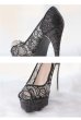 画像13: 【ROBE de FLEURS/ローブドフルール】総レース×グリッター/ オープントゥパンプス/ ビジューモチーフ付き【ヒール14.5cm】[OF02C]