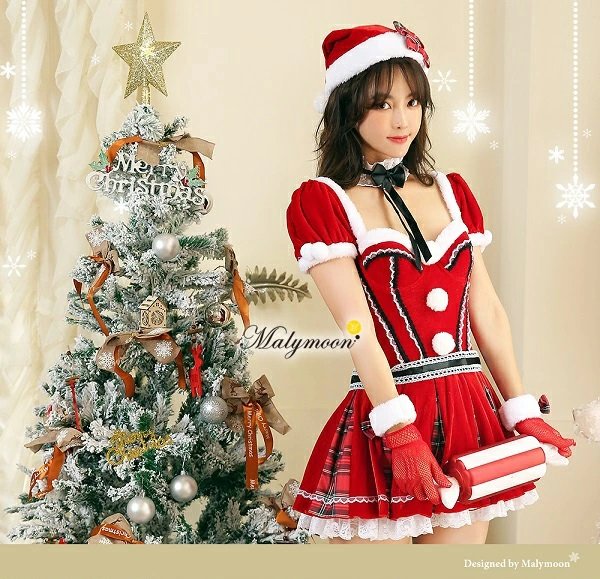画像10: 【即日発送】【クリスマスコスプレ8点セット】【Malymoon/マリームーン】パフスリーブサンタ【フリーサイズ/1カラー】[YMT]