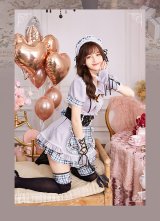 【即日発送】ゴシックチェックメイドドレス【マリームーン】【ハロウィンコスプレ6点セット】【フリーサイズ/2カラー】[YMT]