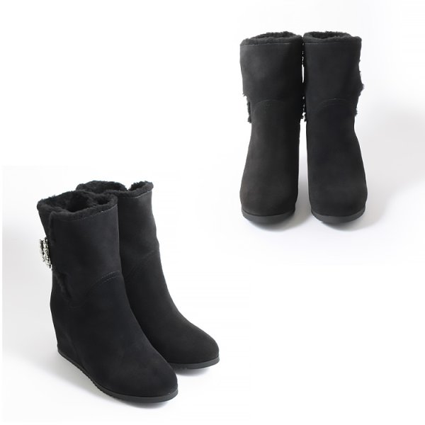 画像10: 【COMEX】 1color/ 7cmヒール/ ムートン/ ブーツ/ インヒール/ ファー/ ブラック/ スエード[OF02JH]
