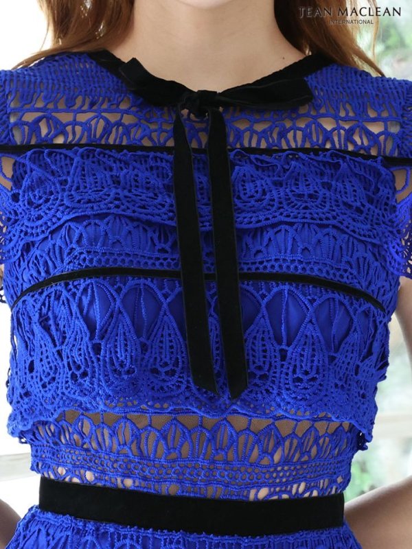 画像17: sugarオリジナルカラー・Lサイズあり☆【JEAN MACLEAN/ジャンマクレーン】 デザインレース/ 膝丈/ リボンモチーフ/ ワンピース/ ミディアムドレス/キャバドレス【HC02】