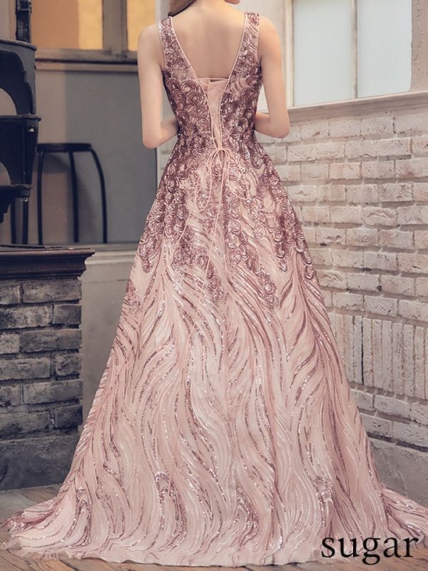 画像10: Lサイズあり【JEAN MACLEAN/ジャンマクレーン】スパンコール刺繍/ Aライン/ フレア/ ロング/ キャバドレス long[OF2A]