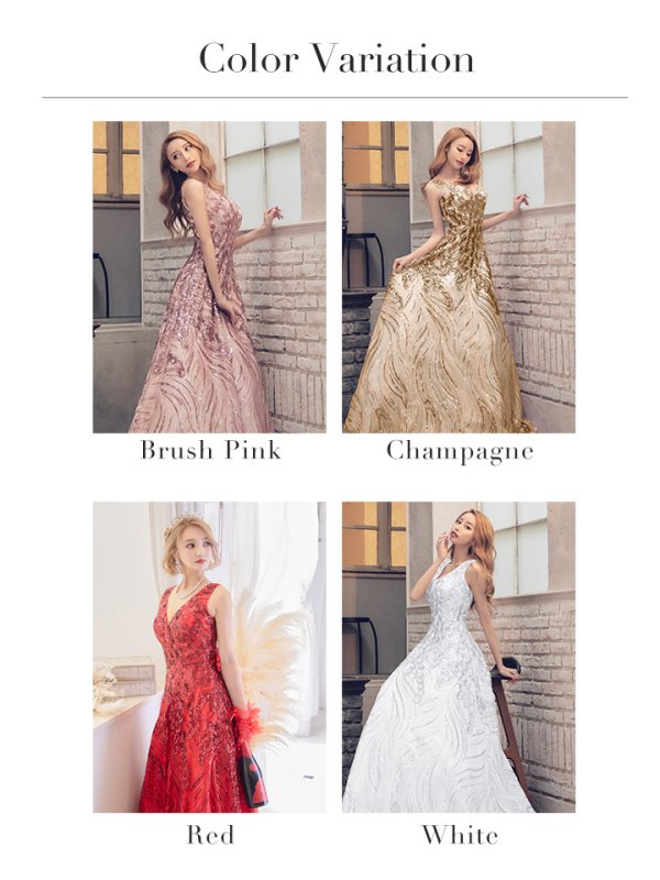 画像14: 【関西コレクション着用】Lサイズあり【JEAN MACLEAN/ジャンマクレーン】スパンコール刺繍/Aライン/フレア/ ロング/ キャバドレス long[OF2A]