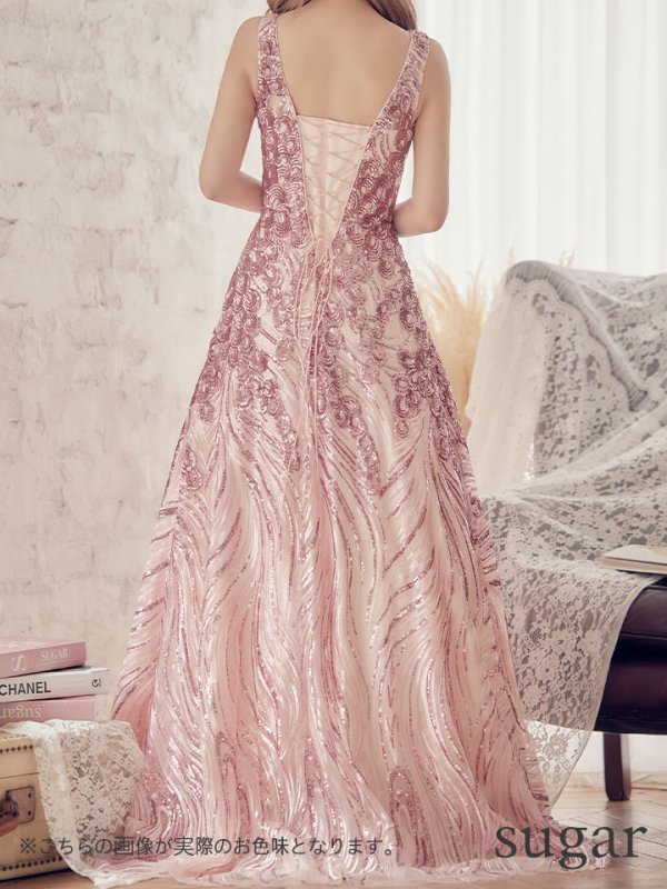 画像9: Lサイズあり【JEAN MACLEAN/ジャンマクレーン】スパンコール刺繍/ Aライン/ フレア/ ロング/ キャバドレス long[OF2A]