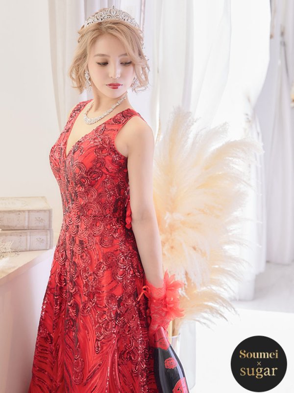 画像2: 【関西コレクション着用】Lサイズあり【JEAN MACLEAN/ジャンマクレーン】スパンコール刺繍/Aライン/フレア/ ロング/ キャバドレス long[OF2A]