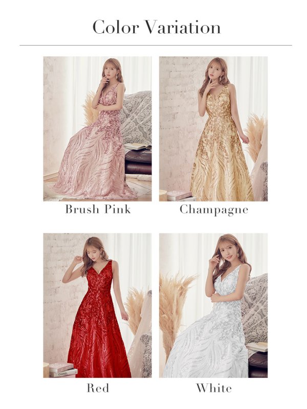 画像11: Lサイズあり【JEAN MACLEAN/ジャンマクレーン】スパンコール刺繍/ Aライン/ フレア/ ロング/ キャバドレス long[OF2A]