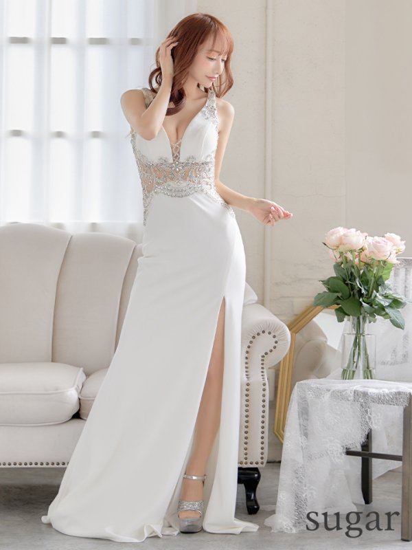 画像7: sugarオリジナルカラーあり☆【IRMA/イルマ】刺繍 / ビジュー/ ストレッチ/ スリット/ ロングドレス /キャバドレス long[OF2A]