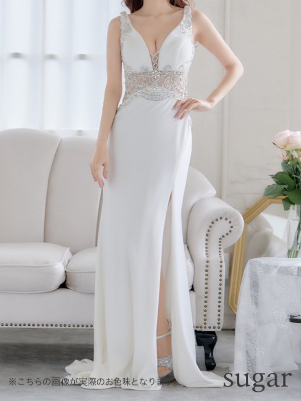 画像8: sugarオリジナルカラーあり☆【IRMA/イルマ】刺繍 / ビジュー/ ストレッチ/ スリット/ ロングドレス /キャバドレス long[OF2A]