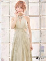 【IRMA/イルマ】ラメ/プリーツ/ サイドシアー/ アメスリ/ ロング/ キャバドレス long[OF2A]