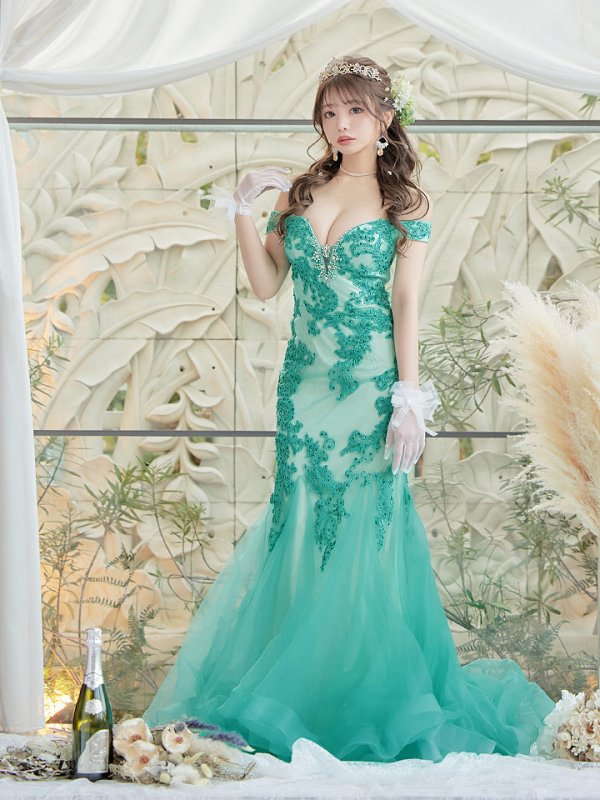 画像4: 【関西コレクション着用】13号あり【JEAN MACLEAN/ジャンマクレーン】刺繍/ オフショル/ スピンドル/ マーメイド/ チュール/ ロング/ キャバドレス long[OF2A]