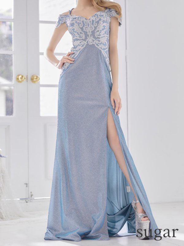 画像9: Lサイズあり【IRMA/イルマ】ラメ/ オフショル/ スリット/ タイト/ ロングドレス/ キャバドレス long[OF2A]