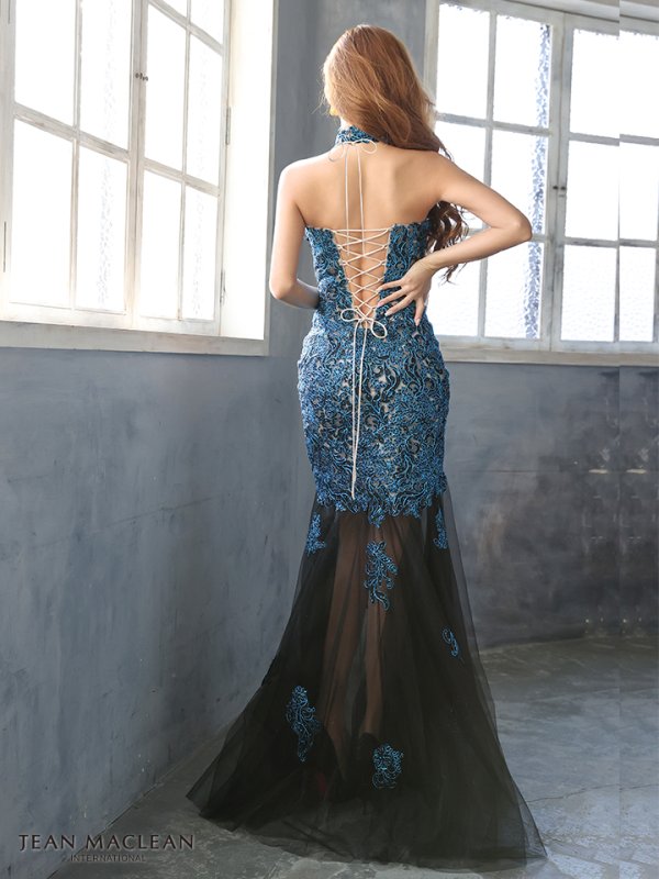 画像5: 【JEAN MACLEAN/ジャンマクレーン】ラメレース/ ホルター/ノースリーブ/ スピンドル/ チュール/ ロング/ キャバドレス long[OF2A]