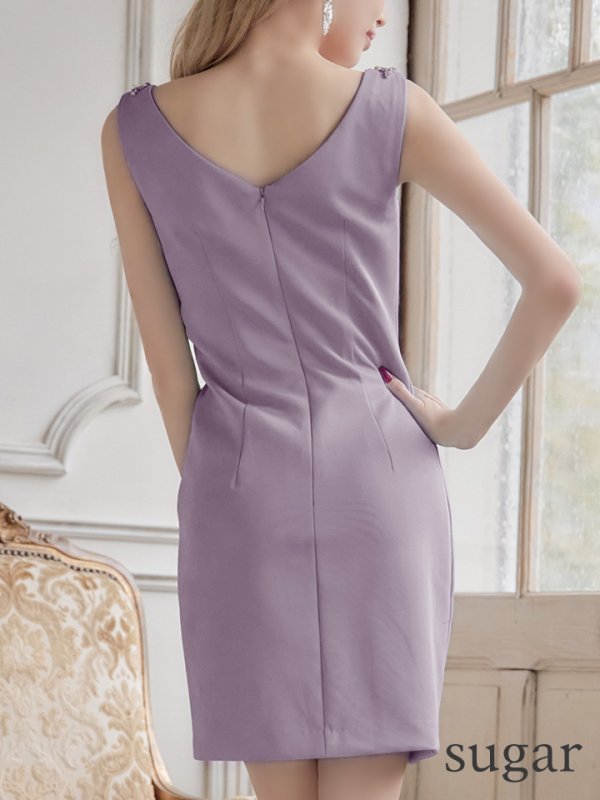 画像9: sugarオリジナルカラーあり☆【IRMA/イルマ】ワンカラー/ スリット/ ビジューデザイン/ ストレッチ/ タイト/ ミニドレス【HC02】