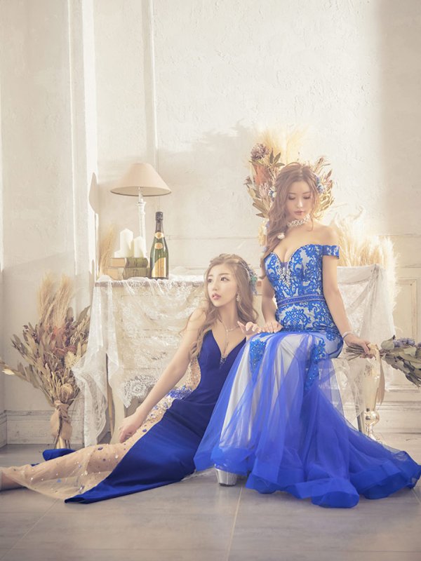 画像13: 【関西コレクション着用】 13号あり【JEAN MACLEAN/ジャンマクレーン】刺繍/ オフショルデザイン/ スピンドル/ チュール/ ロング/ キャバドレス long[OF2A]