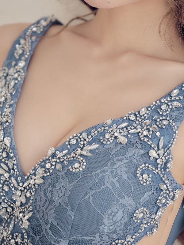 画像3: 【IRMA/イルマ】ワンカラー/ シアーレース/ ビジュー/ ストレッチ/ スリット/ ロングドレス /キャバドレス long[OF2A]