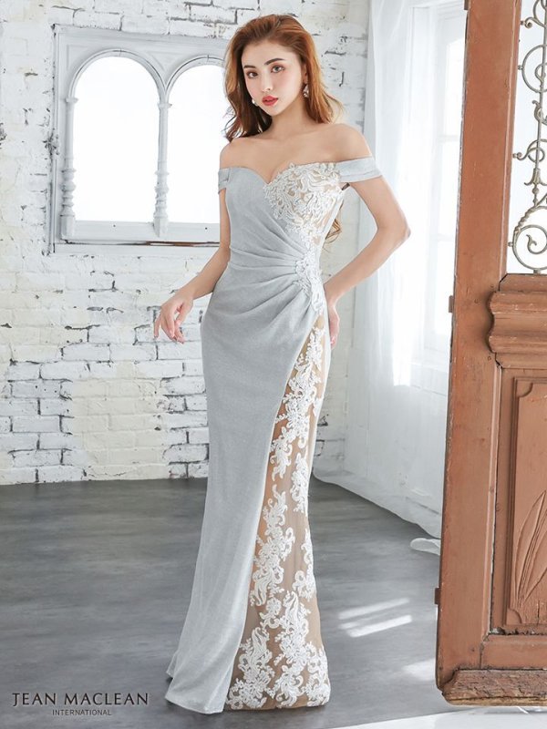 画像5: 【JEAN MACLEAN/ジャンマクレーン】ラメニット/ オフショル/ シアー/タイト/ ロングドレス/ キャバドレス long[OF2A]