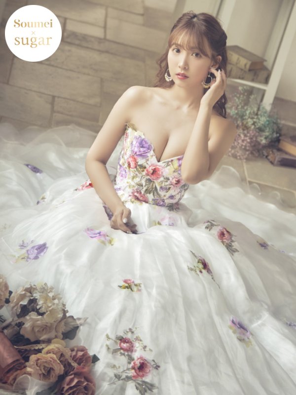 画像6: 【三上悠亜 / 関西コレクション着用】【JEAN MACLEAN/ジャンマクレーン】フラワーオーガンジー/ ベア/ プリンセス/ ロングドレス/ キャバドレス long[OF2A]