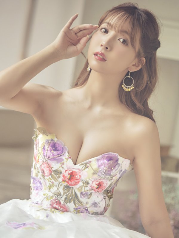 画像9: 【三上悠亜 / 関西コレクション着用】【JEAN MACLEAN/ジャンマクレーン】フラワーオーガンジー/ ベア/ プリンセス/ ロングドレス/ キャバドレス long[OF2A]