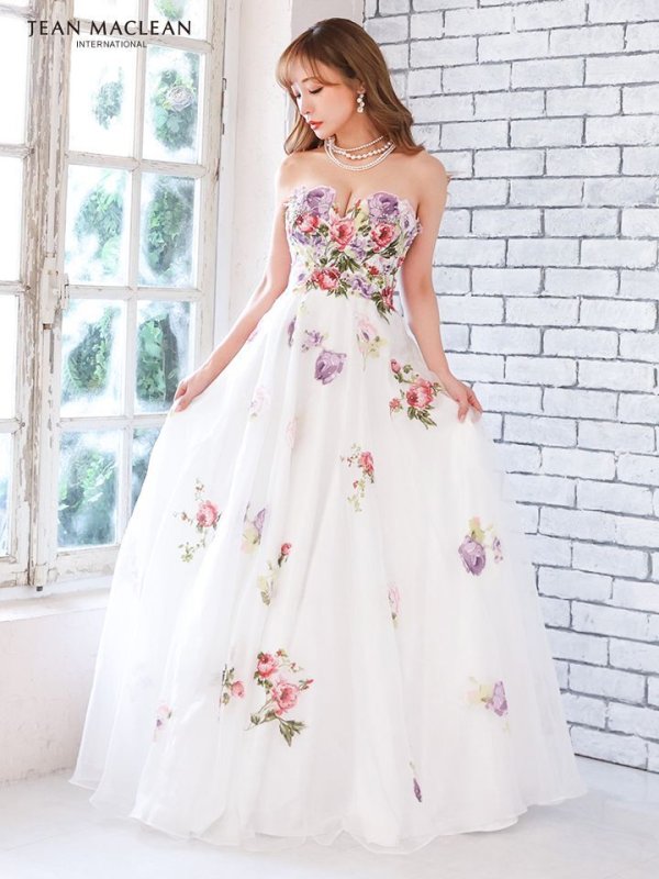 画像8: 【JEAN MACLEAN/ジャンマクレーン】フラワーオーガンジー/ ベア/ プリンセス/ ロングドレス / キャバドレス long[OF2A]