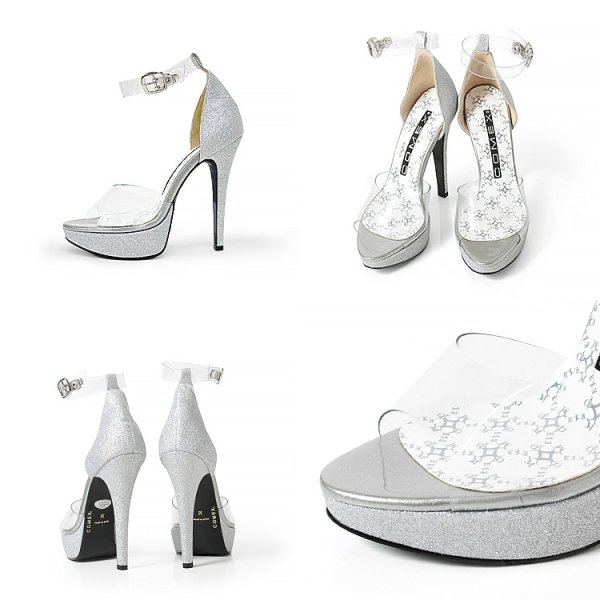 画像11: 【COMEX】 2color/ 13cmヒール/ クリアサンダル/ ラメ / ハイヒール/ アンクルストラップ/ サンダル[OF02]