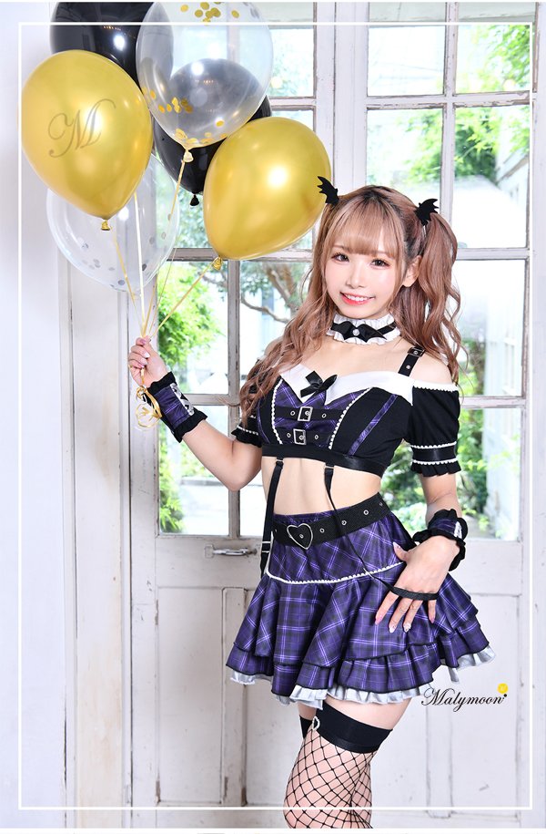 画像2: 【即日発送】【姫宮まほれコラボ】ロックパンキッシュ【マリームーン】【ハロウィンコスプレ7点セット】【フリーサイズ/1カラー】[YMT]