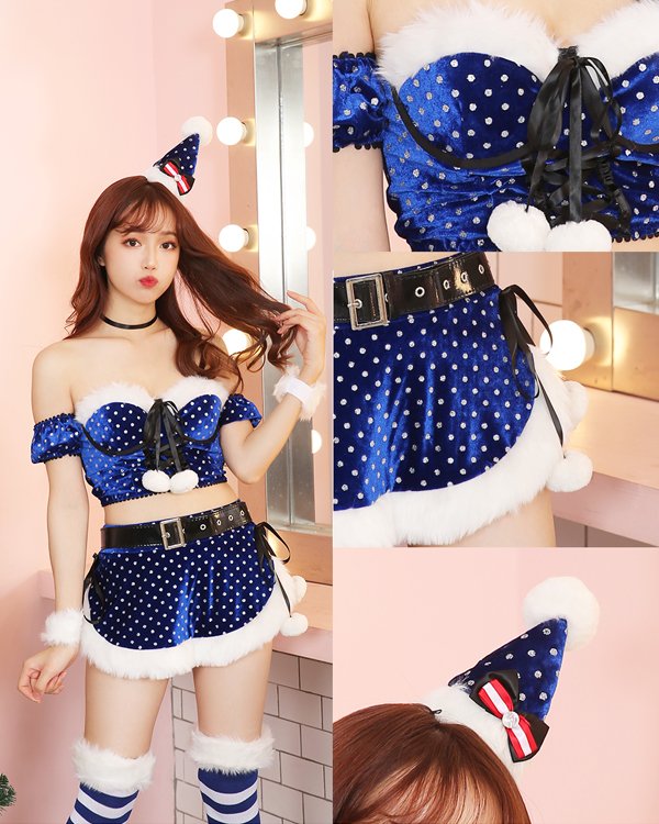 画像10: 【即日発送】【クリスマスコスプレ9点セット】【Malymoon/マリームーン】ラメドットサンタクロースコスチューム【フリーサイズ/2カラー】[YMT]