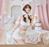 【即日発送】テディベアギンガムファーセットアップ【マリームーン】【ハロウィンコスプレ9点セット】【フリーサイズ/2カラー】[OF04]