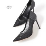 【COMEX】 3color/ 10cmヒール/ チュール/ ラメ/ ラインストーン/ ポインテッドトゥ/ ピンヒール/ パンプス[OF02]