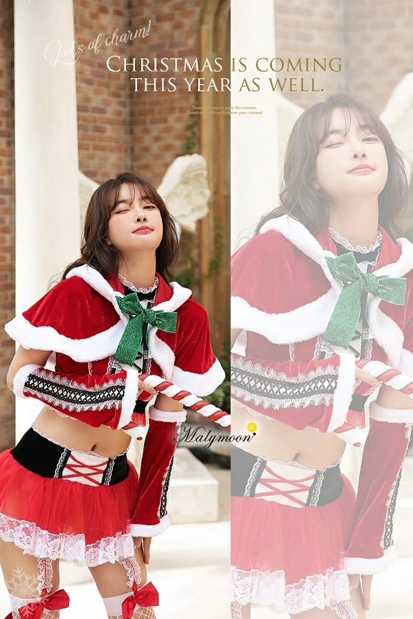 画像3: 【即日発送】【クリスマスコスプレ7点セット】【Malymoon/マリームーン】ネコ耳ケープサンタ【フリーサイズ/1カラー】[YMT]