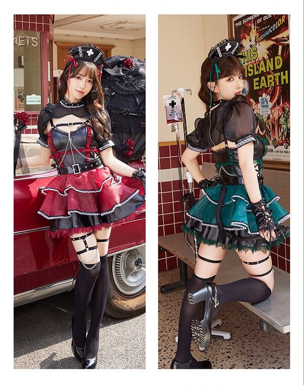 画像12: 【即日発送】ホーンテッドブラックレザーナース【マリームーン】【ハロウィンコスプレ6点セット】【フリーサイズ/2カラー】[OF04]