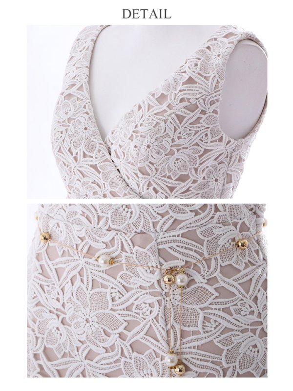 画像12: Lサイズあり!!【JEAN MACLEAN/ジャンマクレーン】フラワーレース/ベルト付き/変形スカート/タイト/ ミディアム丈/ ミニドレス/ キャバドレス【HC02】